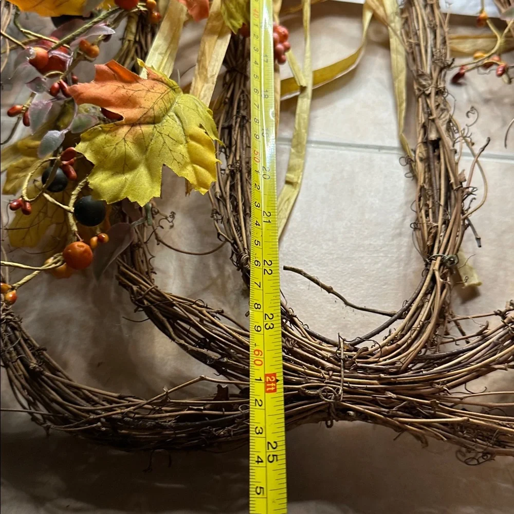 Autumn Harvest Pumpkin Wreath with Yellow and Orange Accents